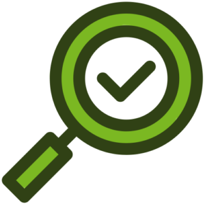 Magnifying glass with check mark